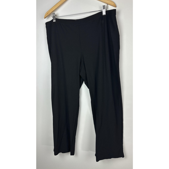 Eileen Fisher System Stretch Crepe Straight Pant Easy Fit Pull On Black Size XL - Picture 9 of 9